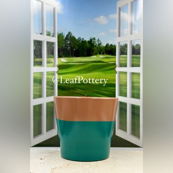 Rayon Green/Brown Clay Planter Pot with Drainage Hole - Picture 7 of 10